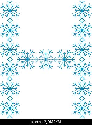 Lettera H da fiocchi di neve. Carattere festivo o decorazione per Capodanno e Natale Illustrazione Vettoriale