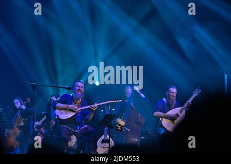 Poznań, POLONIA - 18 GIUGNO 2022: Concerto Percival (band folk metal polacca) al convegno di Pyrkon Foto Stock