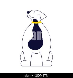 Il cane bianco labrador siede, animale domestico stilizzato isolato su uno sfondo bianco. Illustrazione Flat Art Foto Stock