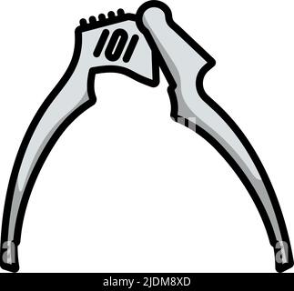 Icona pressa aglio. Contorno grassetto modificabile con disegno di riempimento a colori. Illustrazione vettoriale. Illustrazione Vettoriale