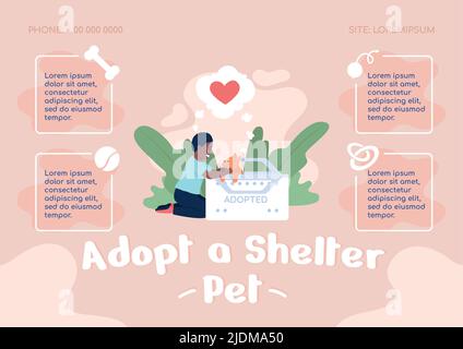 Adottare shelter animali domestici flat vettore modello banner Illustrazione Vettoriale
