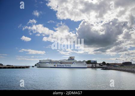 bretagna traghetto ormeggiato in millbay banchine ovest hoe plymouth devon Foto Stock