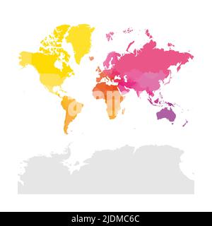 Mappa politica colorata del mondo. Illustrazione Vettoriale