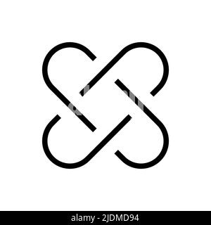 Segno vettoriale a due loop intrecciati Illustrazione Vettoriale