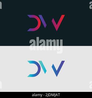 Icona lettera alfabetica logo DW Illustrazione Vettoriale