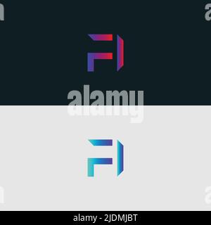 Icona lettera alfabetica logo Fi Illustrazione Vettoriale