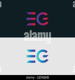Icona lettera alfabetica logo EG Illustrazione Vettoriale