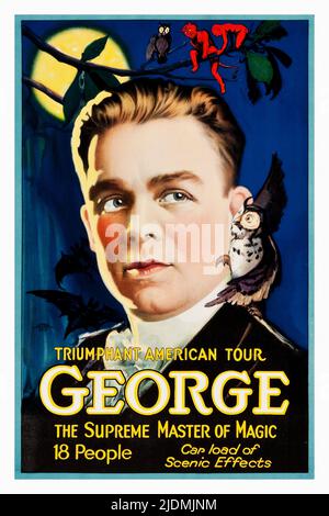 Vintage 1920s George The Magician Poster - Tour americano dei Trionfanti - 1928 Foto Stock