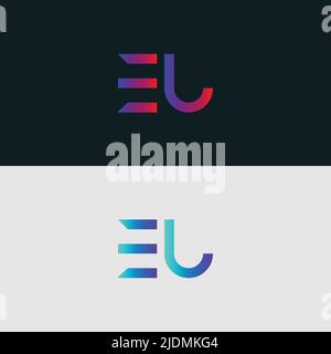 Lettera iniziale lettera alfabetica icona del logo UE, colori vivaci e colorati logo alla moda Illustrazione Vettoriale