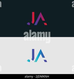 Lettera iniziale Alphabet icona del logo JA, colori vivaci colori brillanti e logo alla moda Illustrazione Vettoriale