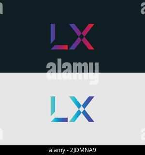 Lettera iniziale lettera alfabetica icona del logo LX, colori vivaci colori brillanti e logo alla moda Illustrazione Vettoriale