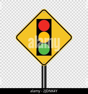 segnale semaforo verde giallo rosso segno su sfondo trasparente,illustrazione vettoriale Illustrazione Vettoriale