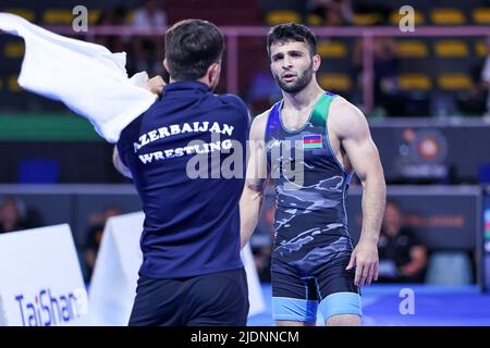 Roma, Italia. 22nd giugno 2022. Murad Mammadov (AZE) vs Eldaniz Azizli (AZE) GR 60kg nel corso del 2022 Ranking Series (day1), Wrestling a Roma, Italia, Giugno 22 2022 Credit: Independent Photo Agency/Alamy Live News Foto Stock