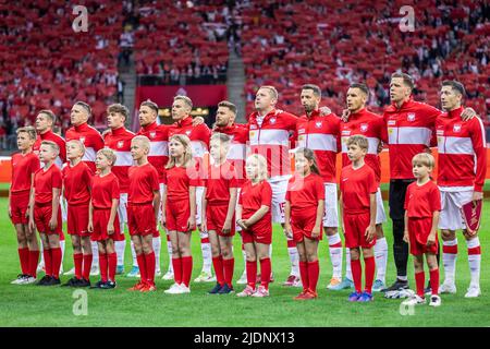 Varsavia, Polonia. 14th giugno 2022. Squadra di Polonia ha visto durante la UEFA Nations League, Lega A Gruppo 4 partita tra Polonia e Belgio al PGE National Stadium.(Punteggio finale; Polonia 0:1 Belgio) (Foto di Mikolaj Barbanell/SOPA Images/Sipa USA) Credit: Sipa USA/Alamy Live News Foto Stock