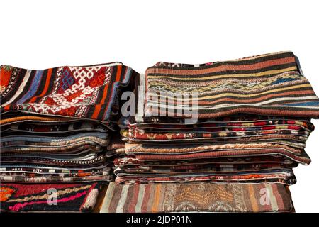 Cuscini orientali colorati pelo con motivi decorativi Foto Stock