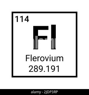 Icona del simbolo atomico dell'elemento della tabella periodica di Flerovium mendeleev Illustrazione Vettoriale