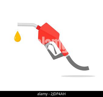 Caduta dell'icona della pompa carburante a benzina sospesa. Pistola a gas logo tubo vettoriale benzina Illustrazione Vettoriale