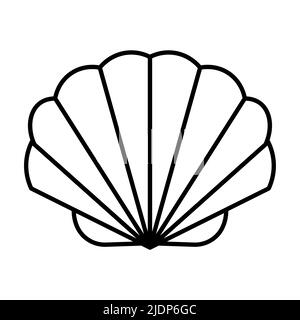 Illustrazione del logo dell'icona vettore shell. Cuoio capelluto crostacei perla logo linea icona mare forma simbolo Illustrazione Vettoriale