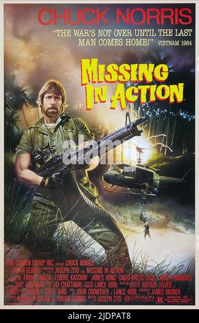 POSTER CHUCK NORRIS, MANCANTE IN AZIONE, 1984 Foto Stock