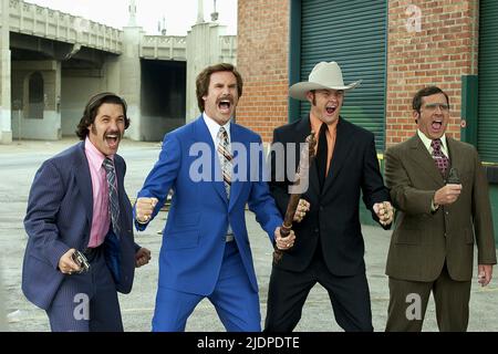 RUDD,FERRELL,KOECHNER,CARELL, ANCHORMAN: LA LEGGENDA DI RON BORGOGNA, 2004 Foto Stock