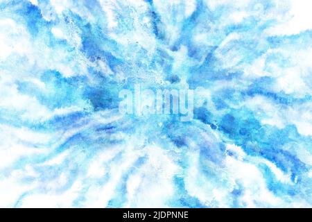 cielo blu e nuvola d'estate, acquerello grunge sfondo naturale, arte astratta, illustrazione Foto Stock