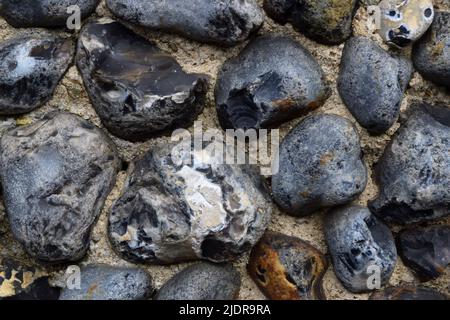 particolare della parete di selce, suffolk, inghilterra Foto Stock