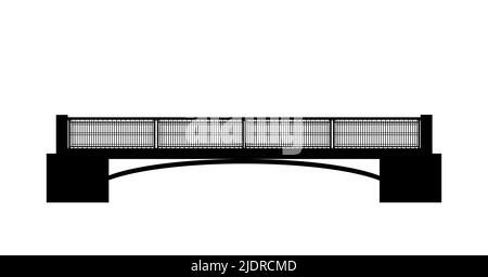 Piccolo profilo del ponte sul fiume. Costruzione di strade di trasporto. Isolato su sfondo bianco. Vettore Illustrazione Vettoriale