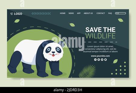 Wildlife Park Animali Social Media Landing Page modello Cartoon sfondo Vector Illustration Illustrazione Vettoriale