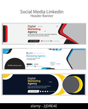 Social media banner o foto di copertina di LinkedIn per Digital Marketing Agency Illustrazione Vettoriale