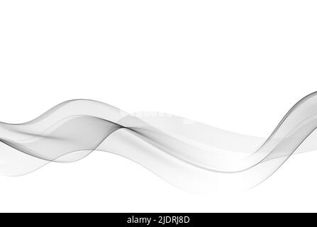 Linee ondulate grigie su sfondo bianco, sfondo vettoriale astratto. Illustrazione Vettoriale