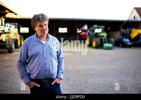 L'ultimo agricoltore locale Eckardt Heukamp nel villaggio di Lützerath il Juni 13, 2022 a Lützerath, Germania Lützerath ist ein Weiler der Stadt Erkelenz i Foto Stock