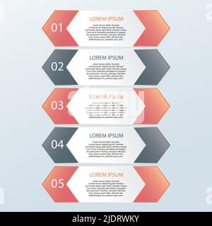 Modello di infografica colorata cinque insiemi Opzioni numerate con icone di vendita di processo disposizione di presentazione di affari per disegno di fotoricettore dei banner Illustrazione Vettoriale