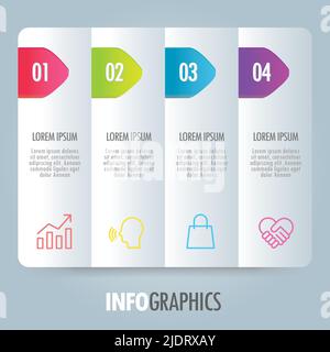 Modello di infografica digitale moderna colorata quattro opzioni icone numerate di marketing di processo Layout di presentazione aziendale per Banner Web Design Illustrazione Vettoriale