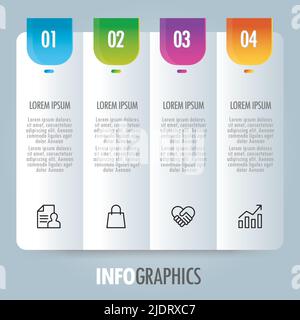 Modello di infografica digitale moderna a colori quattro opzioni Illustrazione del processo numerata con icone di marketing Layout di presentazione aziendale per i banner Illustrazione Vettoriale