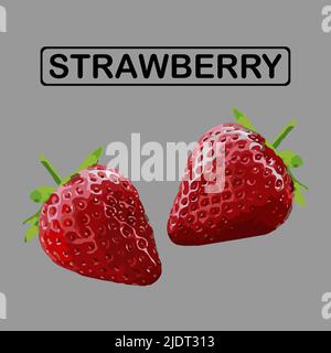 Fragole su sfondo grigio. Vettore Illustrazione Vettoriale