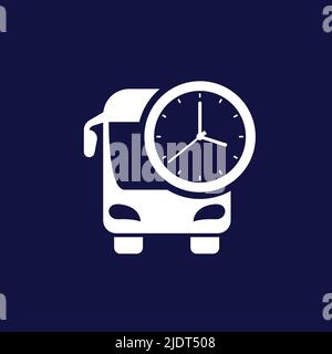 icona della programmazione degli autobus con un orologio Illustrazione Vettoriale