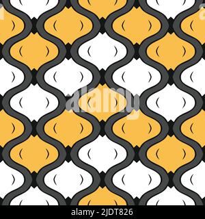 Pattern vettoriale senza giunture con texture astratta su sfondo grigio. Design decorativo moderno giallo e bianco della carta da parati. Illustrazione Vettoriale