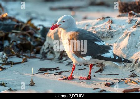 Dolphin Gull (Leuchophaeus scoresbii) da Saunders Island, Isole Falkland Foto Stock