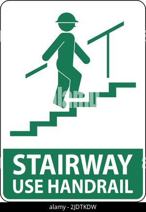 Scale utilizzare il cartello corrimano su sfondo bianco Illustrazione Vettoriale