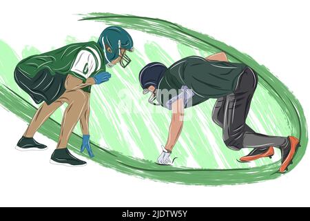 La silhouette del giocatore di football americano in azione Foto Stock