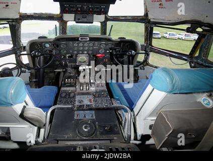 Super Guppy, F-BTGV, Cockpit, Interior, Bruntingthorpe Inghilterra, Foto Stock