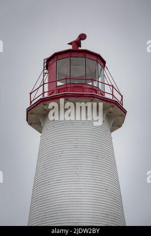 Point prim Light House, Northumberland Strait, Belfast, Prince Edward Islands. Sito patrimonio nazionale, è il primo e più antico faro. Foto Stock