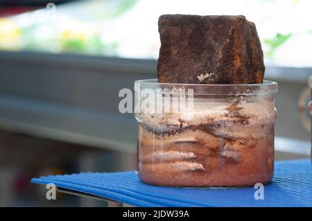 Italia, Liguria, Anchovie salate in vaso di vetro Foto Stock