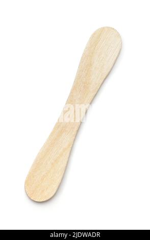 Vista dall'alto di un bastone di gelato di legno vuoto isolato su bianco Foto Stock
