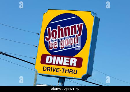 Insegna per Johnny Be Good Dinner e Drive-Tru situato a Parigi Ontario Canada. Foto Stock