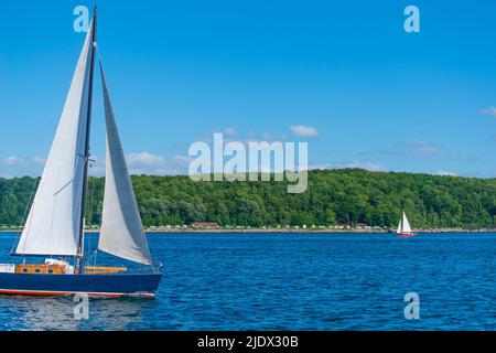 Piccola città di Heikendorf sul fiordo di Kiel, distretto di Plön, Mar Baltico, Schleswig-Holstein, Germania settentrionale, Europa Foto Stock