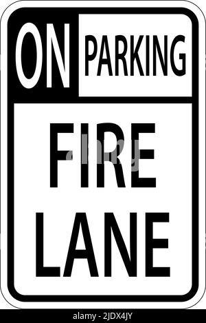 No Parking Fire Lane Sign on White background Illustrazione Vettoriale