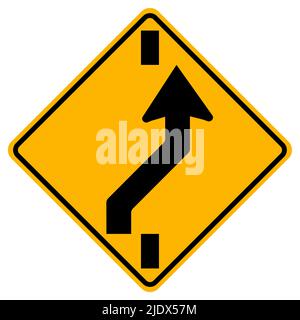 Segnali di avvertenza spostare verso la carreggiata destra su sfondo bianco Illustrazione Vettoriale