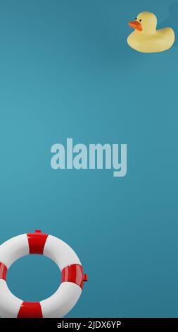 3d rendering. Un anatroccolo di gomma e una vita in acqua . 3d illustrazione Foto Stock
