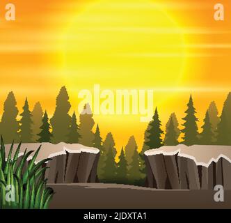 Cartoon uno sfondo naturale scena tramonto Illustrazione Vettoriale